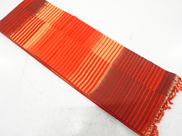 本場筑前博多　横段模様織り出し　半幅帯